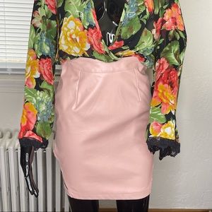 Charlotte Russe blush pink faux leather pencil skirt.